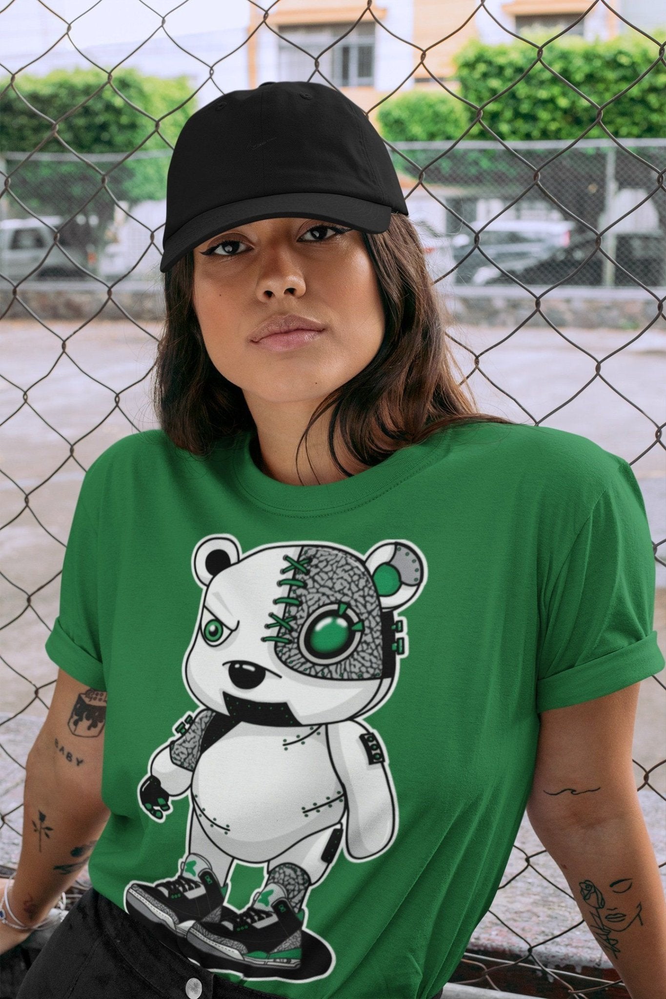 Jordan 3 Pine Green Sneaker Match Tees Cyborg Bear Sneaker Tees Jordan 3 Pine Green Sneaker Release Tees Unisex Shirts