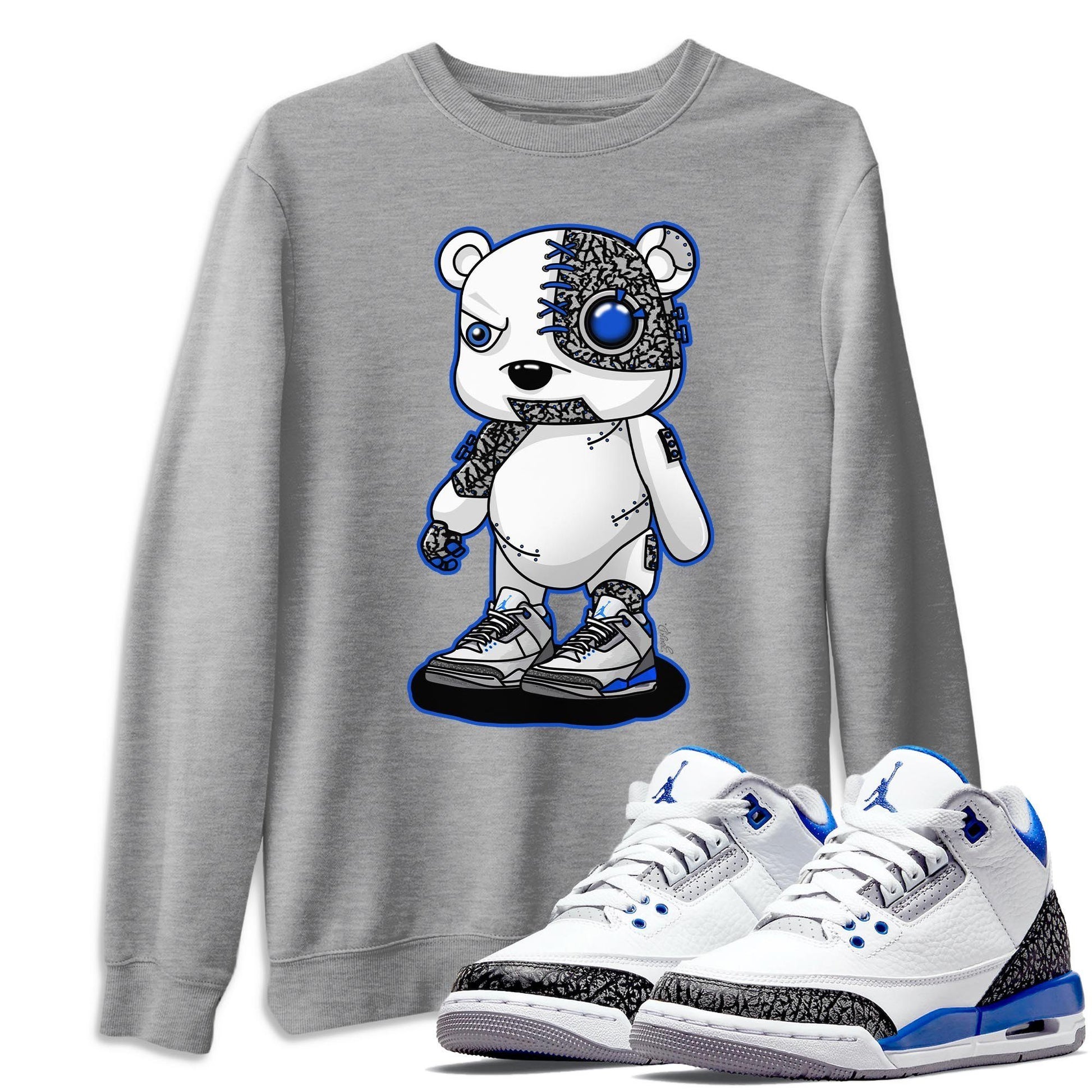 Jordan 3 Racer Blue Sneaker Match Tees Cyborg Bear Sneaker Tees Jordan 3 Racer Blue Sneaker Release Tees Unisex Shirts