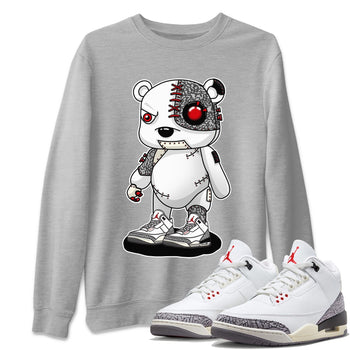 Air Jordan 3 White Cement Cyborg Bear Crew Neck Sneaker Tees AJ 3s White Cement Sneaker T-Shirts Washing and Care Tip