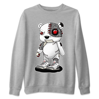 Air Jordan 3 White Cement Sneaker Match Tees Cyborg Bear Sneaker Tees AJ 3s White Cement Sneaker Release Tees Unisex Shirts Heather Grey 2