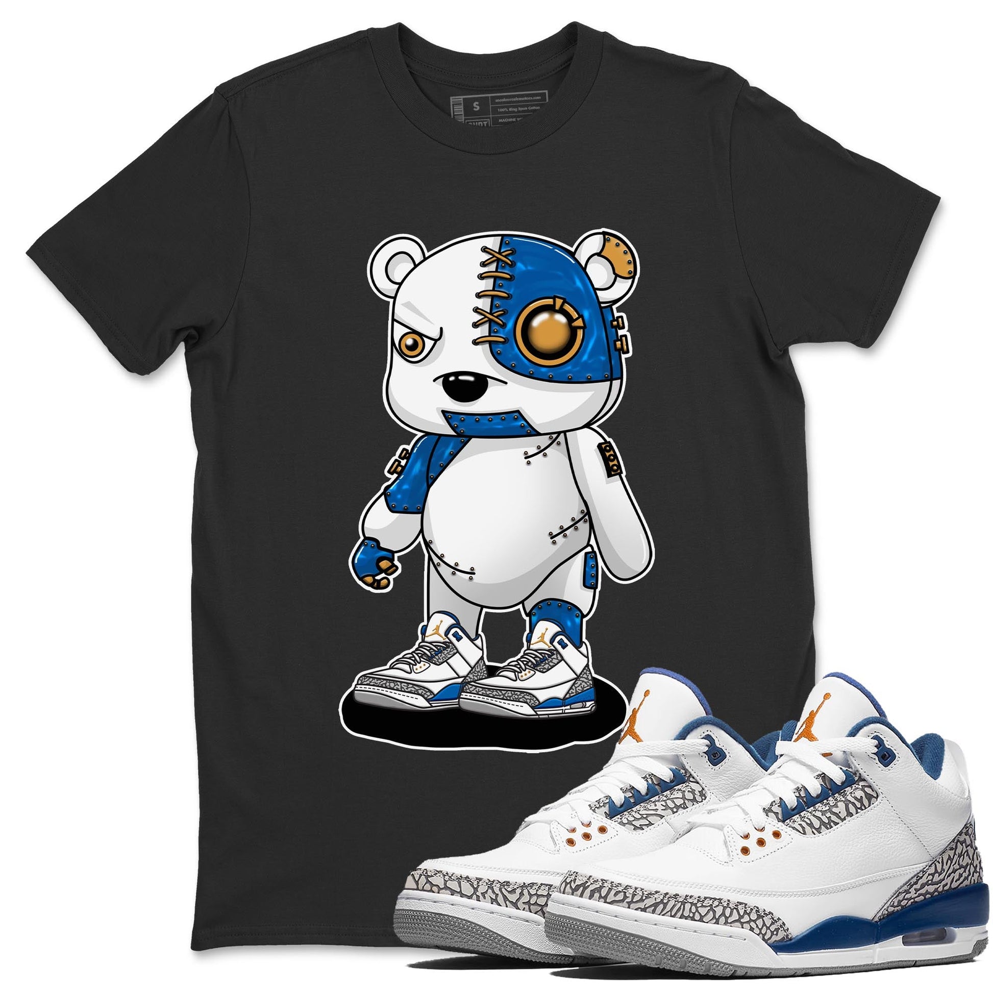 Air Jordan 3 Wizards Sneaker Match Tees Cyborg Bear Sneaker Tees Air Jordan 3 Wizards Sneaker Release Tees Unisex Shirts Black 1