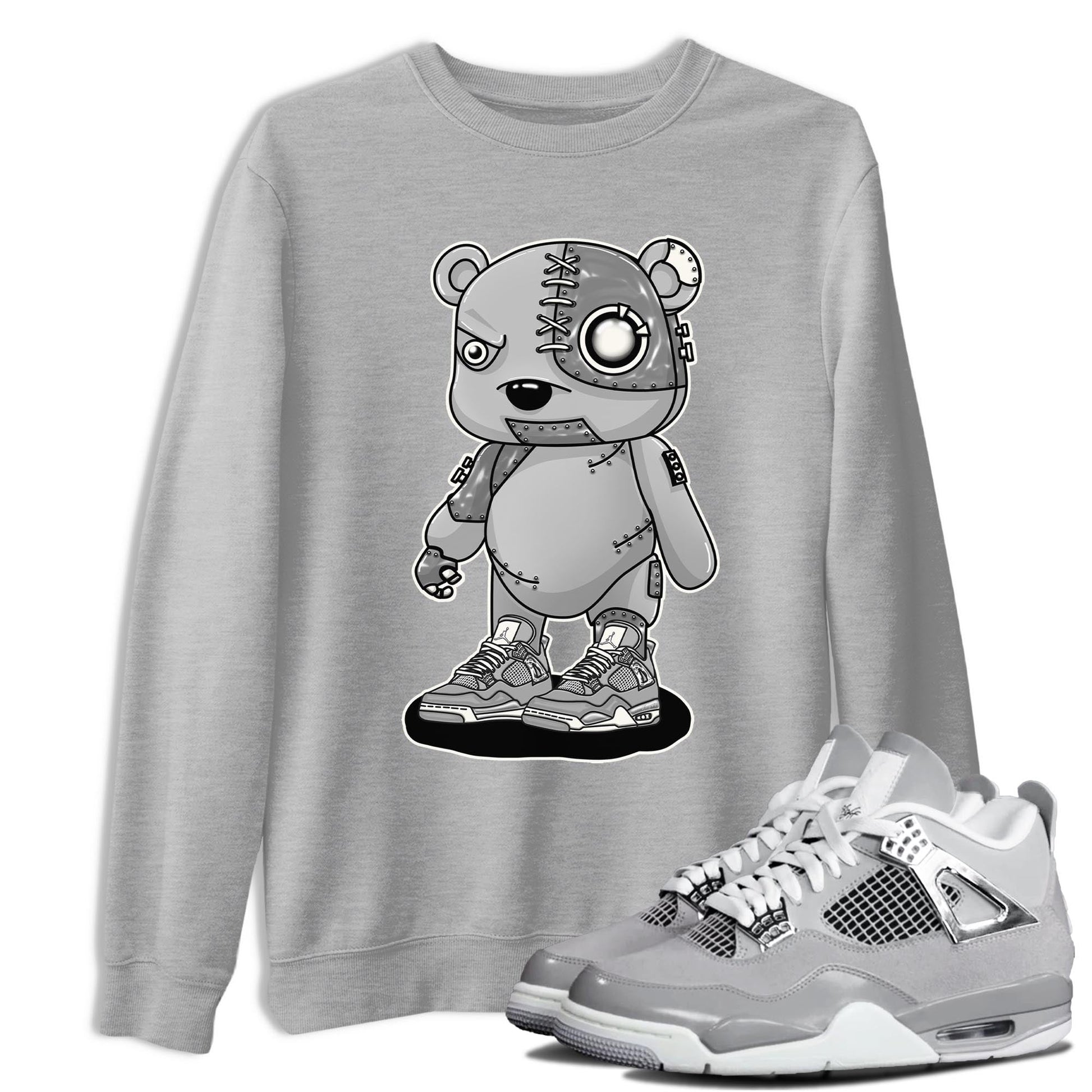 AJ4 Frozen Moments shirt to match jordans Cyborg Bear sneaker tees Crew Neck AJ4 Frozen Moments SNRT Sneaker Release Tees Unisex Casual Shirts Heather Grey 1 T-Shirt