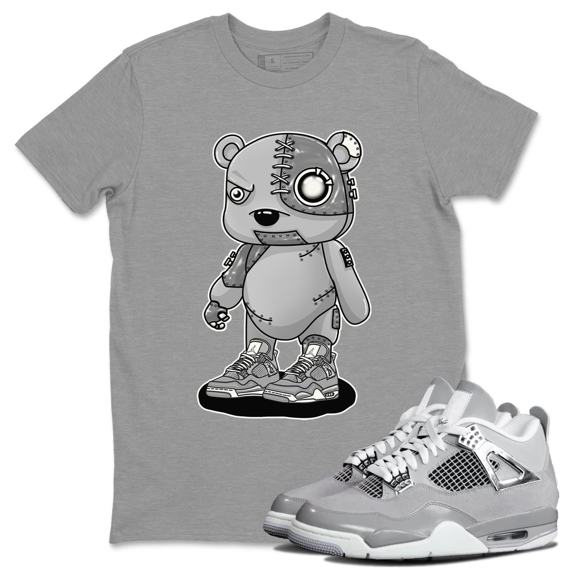 AJ4 Frozen Moments shirt to match jordans Cyborg Bear sneaker tees Crew Neck AJ4 Frozen Moments SNRT Sneaker Release Tees Unisex Casual Shirts Heather Grey 1 T-Shirt