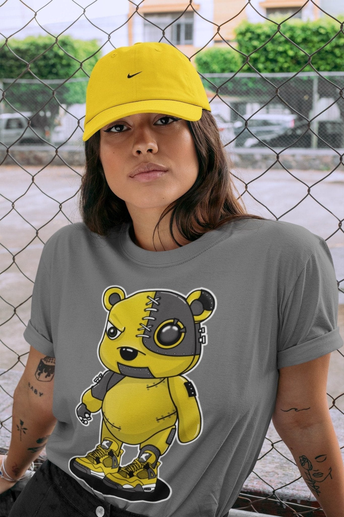 Jordan 4 Lightning Sneaker Match Tees Cyborg Bear Sneaker Tees Jordan 4 Lightning Sneaker Release Tees Unisex Shirts