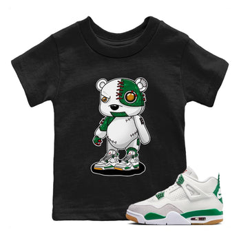 Air Jordan 4 Pine Green Sneaker Match Tees Cyborg Bear Sneaker Tees AJ 4s Pine Green Sneaker Release Tees Kids Shirts Black 1