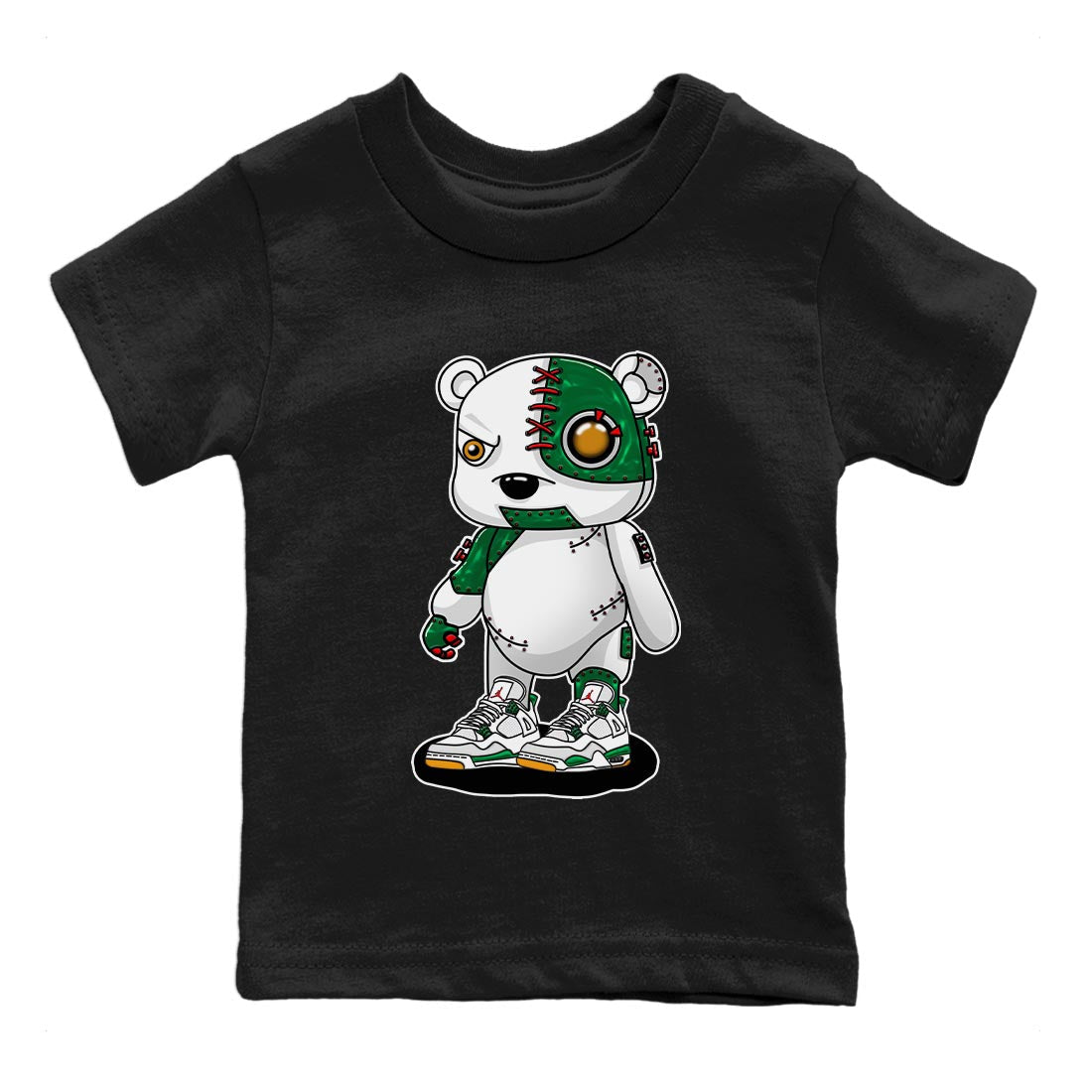 Jordan 4 Pine Green SB Sneaker Match Tees Cyborg Bear Sneaker Tees 4s Pine Green Nike SB Sneaker Tees Sneaker Release Shirts Kids Shirts Black 2