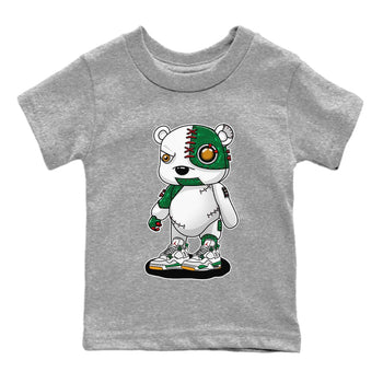 Air Jordan 4 Pine Green Sneaker Match Tees Cyborg Bear Sneaker Tees AJ 4s Pine Green Sneaker Release Tees Kids Shirts Heather Grey 2