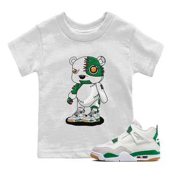 Jordan 4 Pine Green SB Sneaker Match Tees Cyborg Bear Sneaker Tees 4s Pine Green Nike SB Sneaker Tees Sneaker Release Shirts Kids Shirts White 1