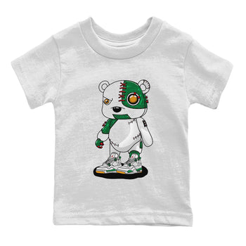 Air Jordan 4 Pine Green Sneaker Match Tees Cyborg Bear Sneaker Tees AJ 4s Pine Green Sneaker Release Tees Kids Shirts White 2
