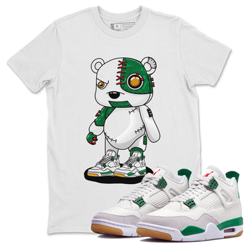 Air Jordan 4 Pine Green Sneaker Match Tees Cyborg Bear Sneaker Tees AJ 4s Pine Green Sneaker Release Tees Unisex Shirts White 1