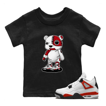 4s Red Cement shirt to match jordans Cyborg Bear sneaker tees Air Jordan 4 Red Cement SNRT Sneaker Release Tees Baby Toddler Black 1 T-Shirt