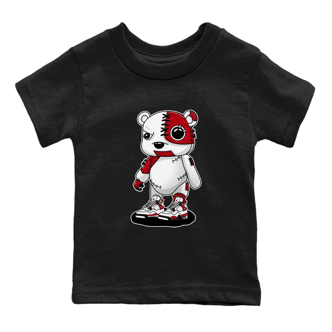 4s Red Cement shirt to match jordans Cyborg Bear sneaker tees Air Jordan 4 Red Cement SNRT Sneaker Release Tees Baby Toddler Black 2 T-Shirt
