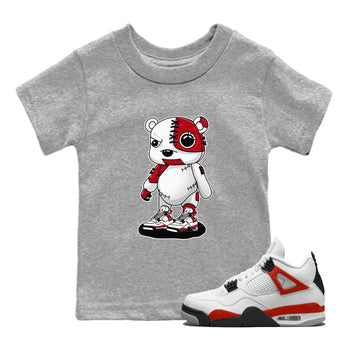 4s Red Cement shirt to match jordans Cyborg Bear sneaker tees Air Jordan 4 Red Cement SNRT Sneaker Release Tees Baby Toddler Heather Grey 1 T-Shirt
