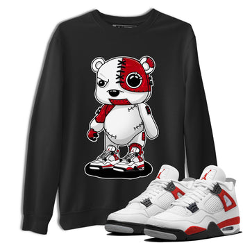 4s Red Cement shirt to match jordans Cyborg Bear sneaker tees Air Jordan 4 Red Cement SNRT Sneaker Release Tees Crew Neck Casual Unisex Black 1 T-Shirt