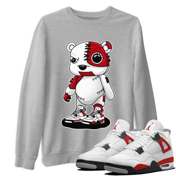 4s Red Cement shirt to match jordans Cyborg Bear sneaker tees Air Jordan 4 Red Cement SNRT Sneaker Release Tees Crew Neck Casual Unisex Heather Grey 1 T-Shirt