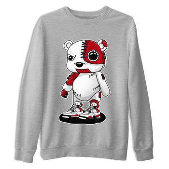 4s Red Cement shirt to match jordans Cyborg Bear sneaker tees Air Jordan 4 Red Cement SNRT Sneaker Release Tees Crew Neck Casual Unisex Heather Grey 2 T-Shirt