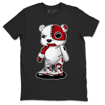 4s Red Cement shirt to match jordans Cyborg Bear sneaker tees Air Jordan 4 Red Cement SNRT Sneaker Release Tees Crew Neck Casual Unisex Black 2 T-Shirt