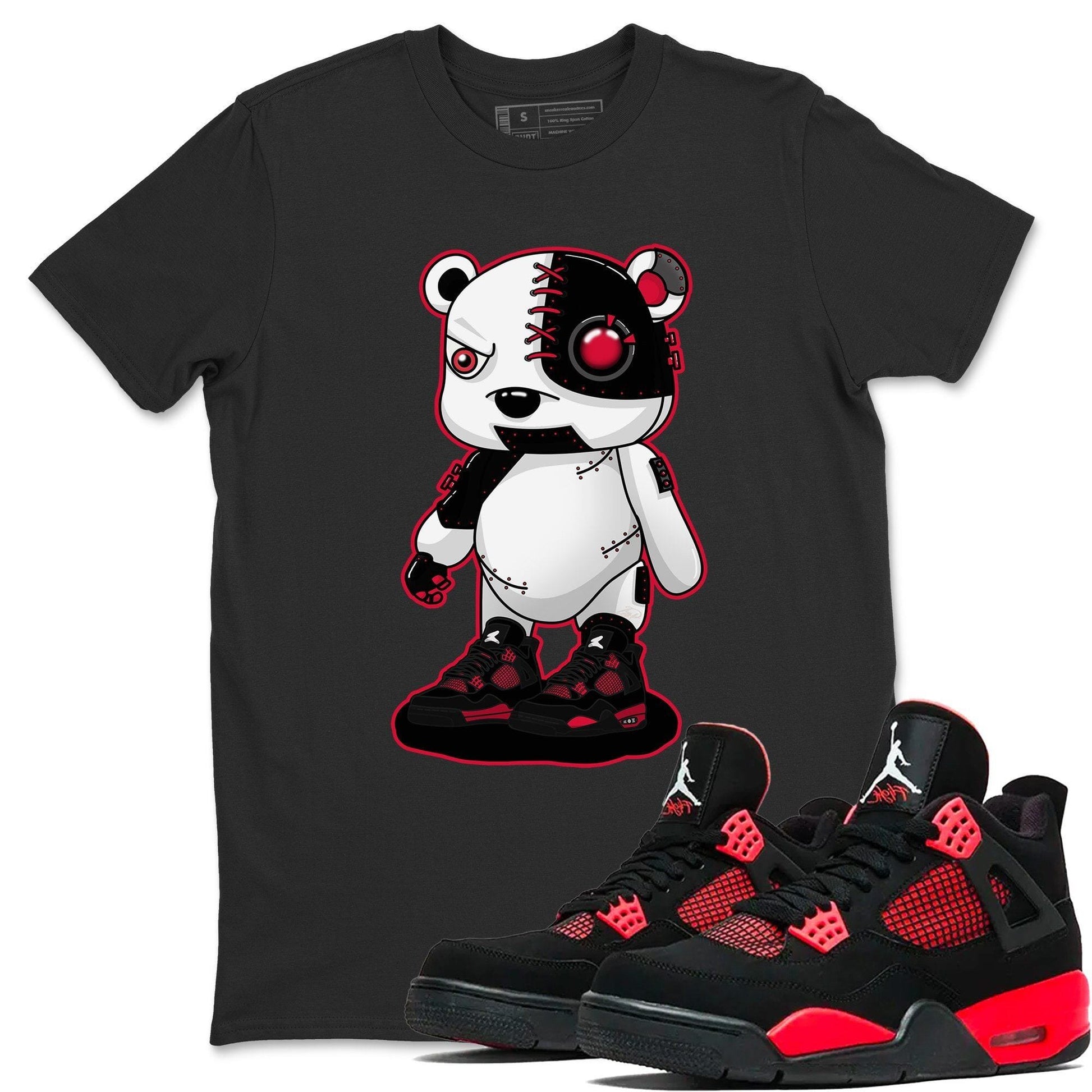 Jordan 4 Red Thunder Sneaker Match Tees Cyborg Bear Sneaker Tees Jordan 4 Red Thunder Sneaker Release Tees Unisex Shirts