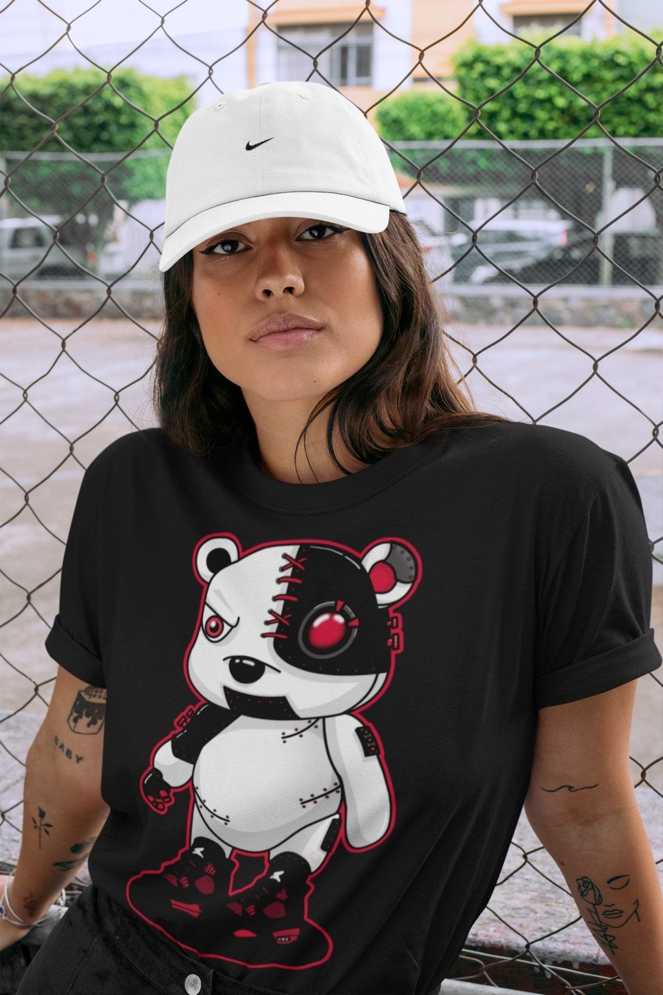 Jordan 4 Red Thunder Sneaker Match Tees Cyborg Bear Sneaker Tees Jordan 4 Red Thunder Sneaker Release Tees Unisex Shirts