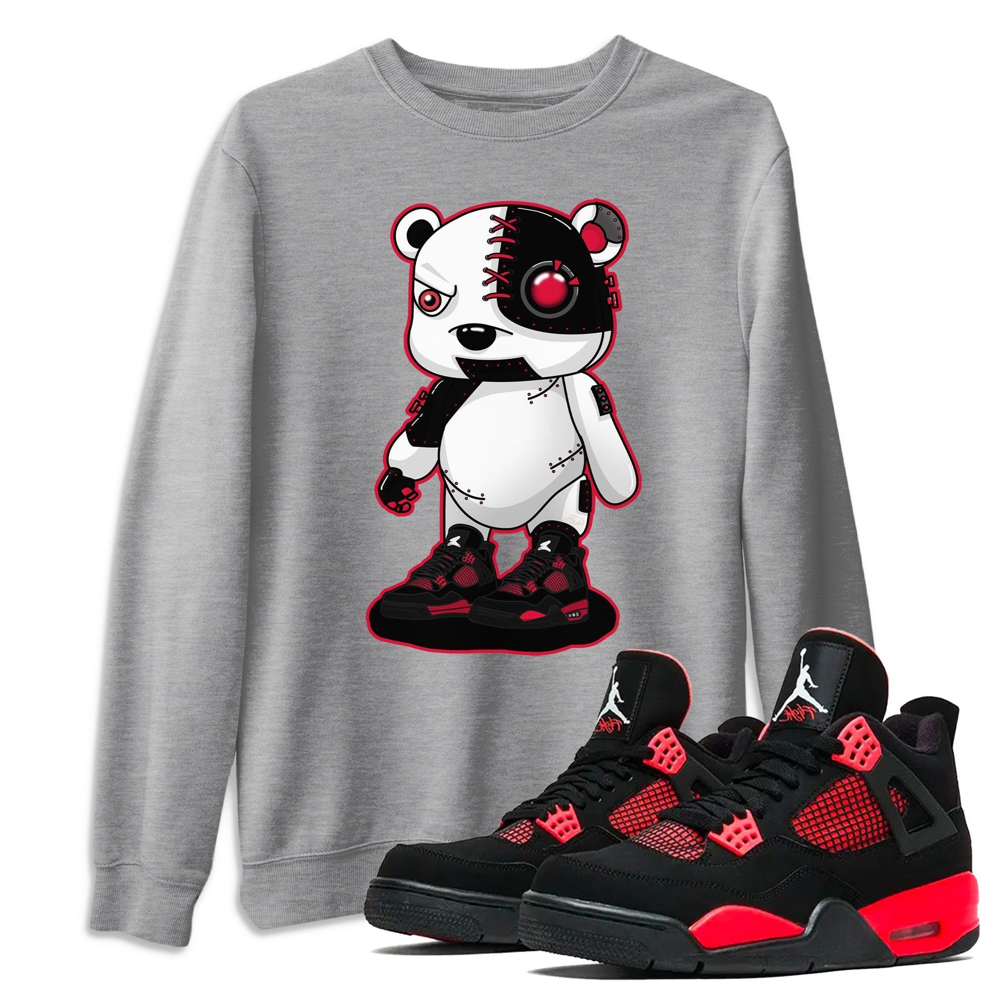 Jordan 4 Red Thunder Sneaker Match Tees Cyborg Bear Sneaker Tees Jordan 4 Red Thunder Sneaker Release Tees Unisex Shirts