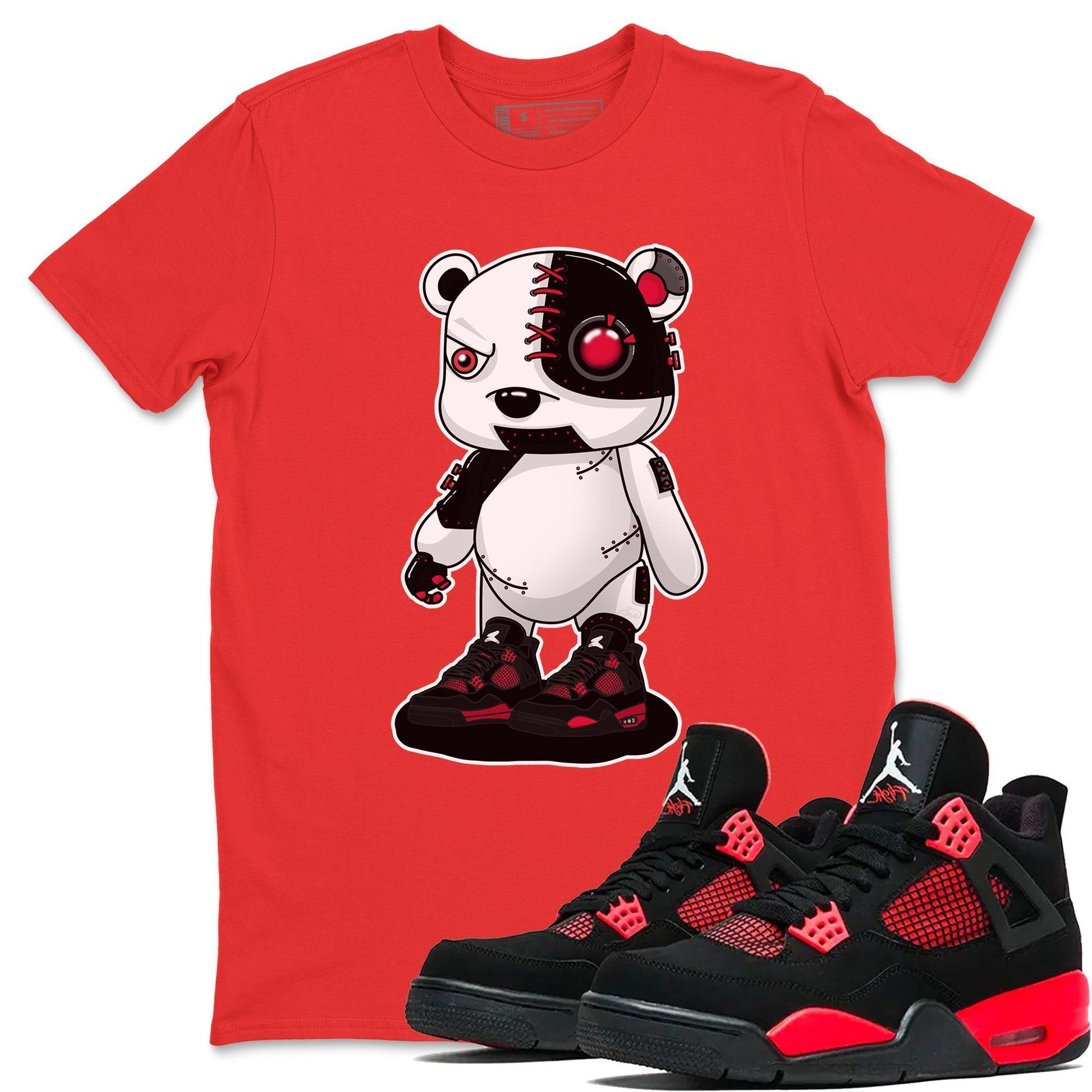 Jordan 4 Red Thunder Sneaker Match Tees Cyborg Bear Sneaker Tees Jordan 4 Red Thunder Sneaker Release Tees Unisex Shirts