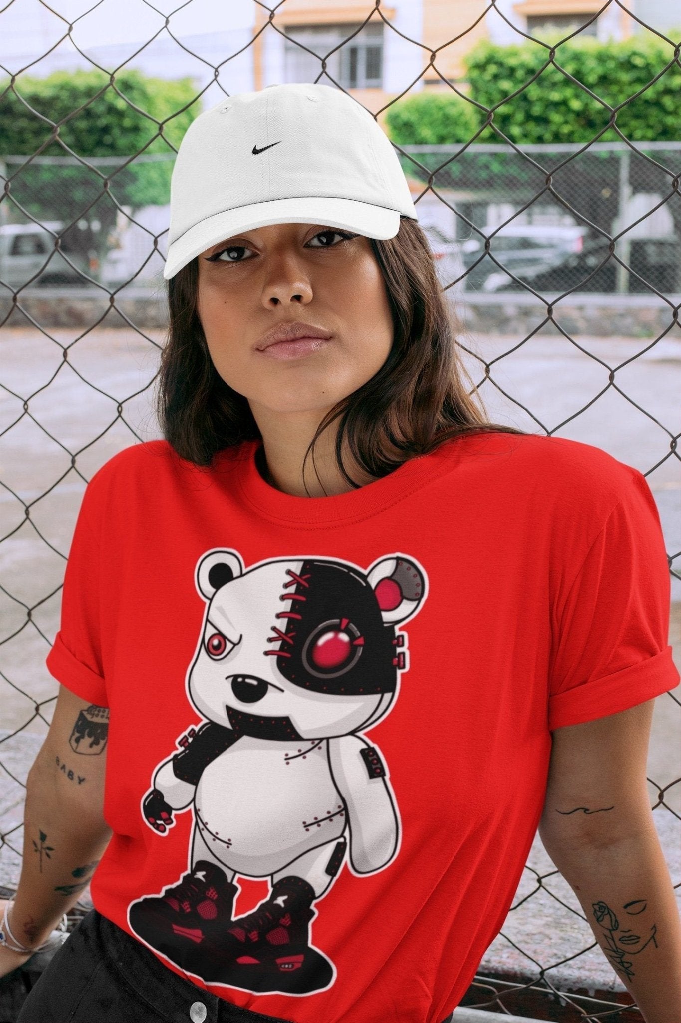 Jordan 4 Red Thunder Sneaker Match Tees Cyborg Bear Sneaker Tees Jordan 4 Red Thunder Sneaker Release Tees Unisex Shirts