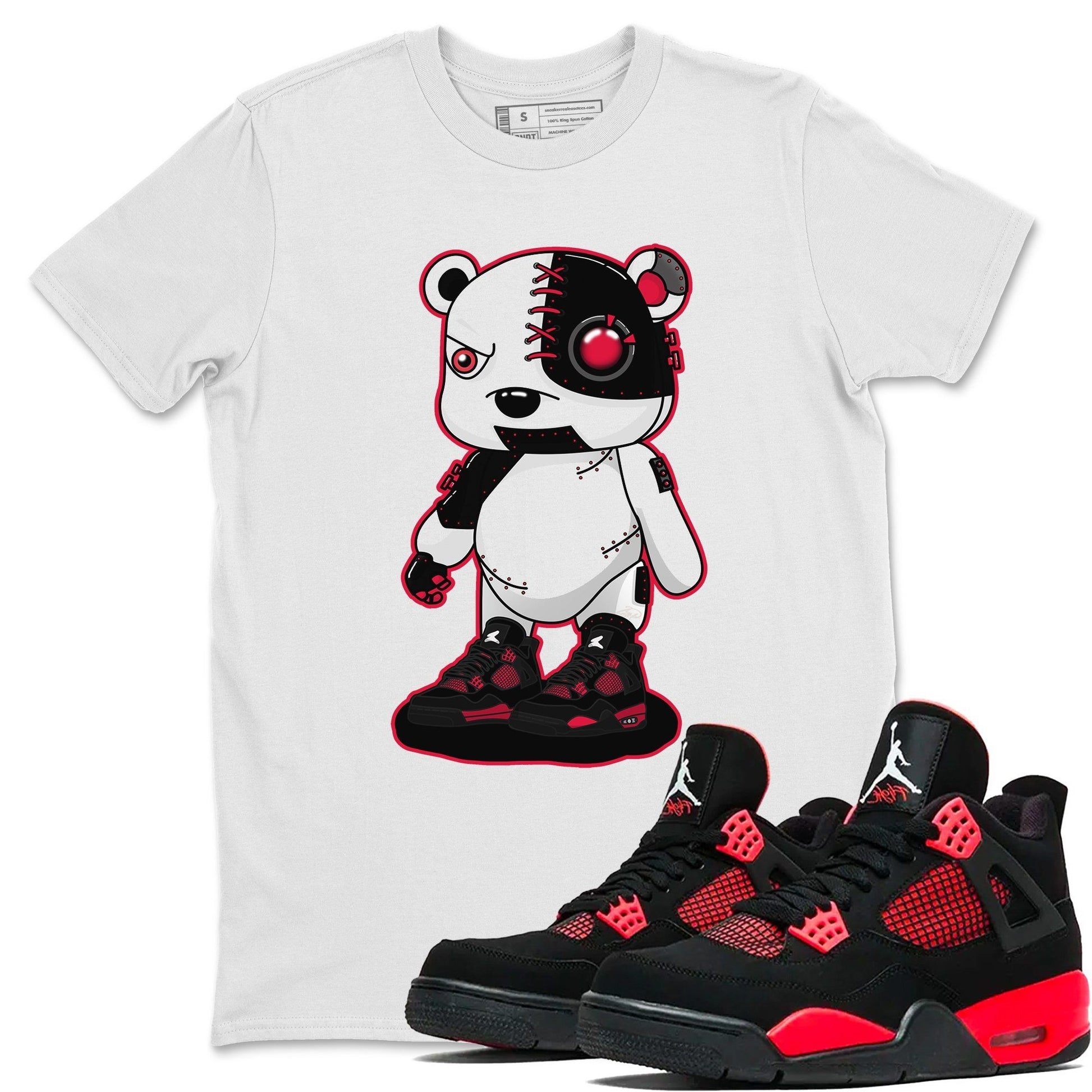 Jordan 4 Red Thunder Sneaker Match Tees Cyborg Bear Sneaker Tees Jordan 4 Red Thunder Sneaker Release Tees Unisex Shirts