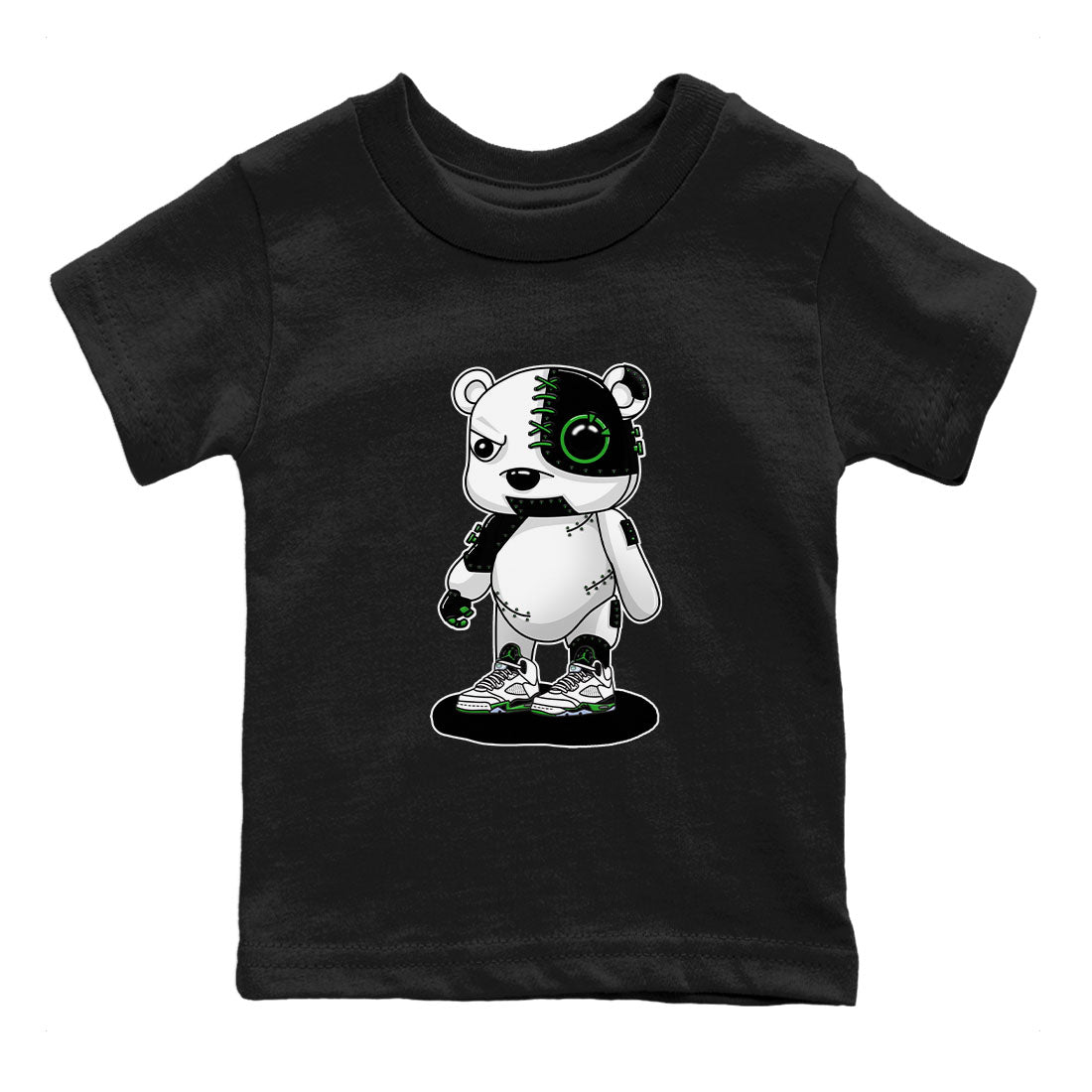 5s Lucky Green shirt to match jordans Cyborg Bear sneaker tees Air Jordan 5 Lucky Green SNRT sneaker release tees baby toddler Black 2 cotton Shirt