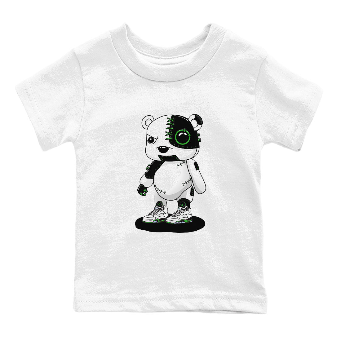 5s Lucky Green shirt to match jordans Cyborg Bear sneaker tees Air Jordan 5 Lucky Green SNRT sneaker release tees baby toddler White 2 cotton Shirt