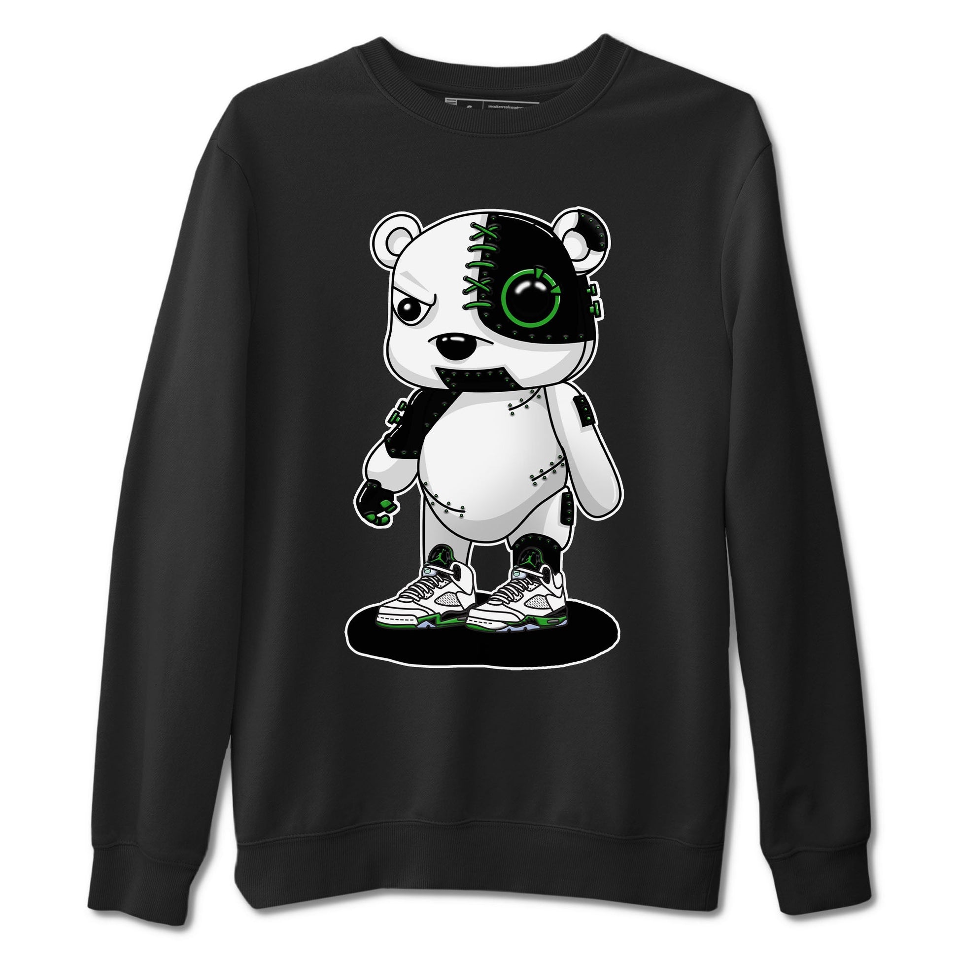 5s Lucky Green shirt to match jordans Cyborg Bear sneaker tees Air Jordan 5 Lucky Green SNRT Sneaker Release Tees unisex cotton Black 2 crew neck shirt