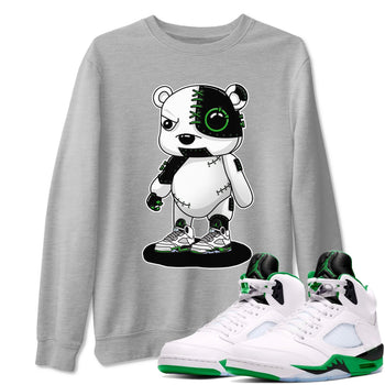 5s Lucky Green shirt to match jordans Cyborg Bear sneaker tees Air Jordan 5 Lucky Green SNRT Sneaker Release Tees unisex cotton Heather Grey 1 crew neck shirt