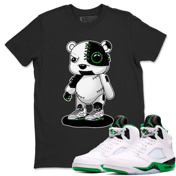 5s Lucky Green shirt to match jordans Cyborg Bear sneaker tees Air Jordan 5 Lucky Green SNRT Sneaker Release Tees unisex cotton Black 1 crew neck shirt
