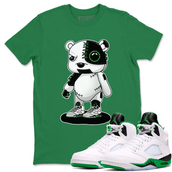 5s Lucky Green shirt to match jordans Cyborg Bear sneaker tees Air Jordan 5 Lucky Green SNRT Sneaker Release Tees unisex cotton Kelly Green 1 crew neck shirt