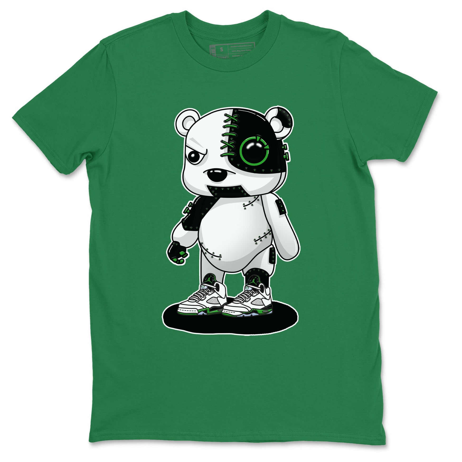 5s Lucky Green shirt to match jordans Cyborg Bear sneaker tees Air Jordan 5 Lucky Green SNRT Sneaker Release Tees unisex cotton Kelly Green 2 crew neck shirt