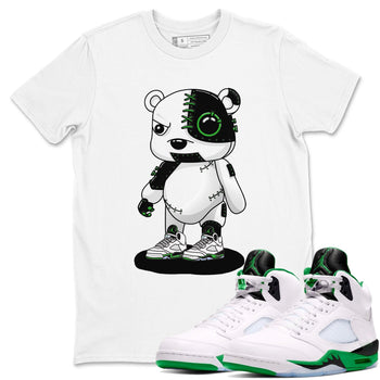 5s Lucky Green shirt to match jordans Cyborg Bear sneaker tees Air Jordan 5 Lucky Green SNRT Sneaker Release Tees unisex cotton White 1 crew neck shirt