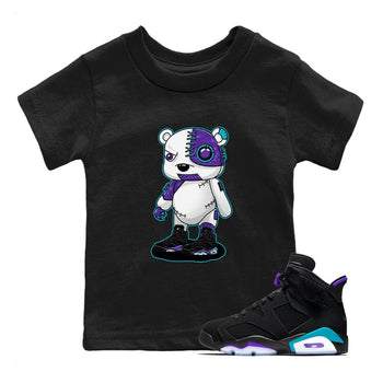 AJ6 Aqua shirt to match jordans Cyborg Bear sneaker release tees Air Jordan 6 Aqua SNRT Sneaker Tees Baby Toddler Black 1 T-Shirt