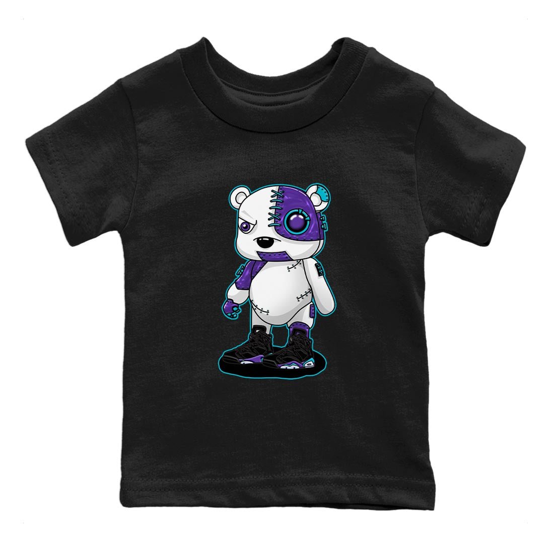 AJ6 Aqua shirt to match jordans Cyborg Bear sneaker release tees Air Jordan 6 Aqua SNRT Sneaker Tees Baby Toddler Black 2 T-Shirt