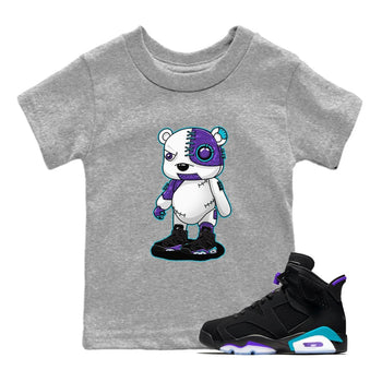AJ6 Aqua shirt to match jordans Cyborg Bear sneaker release tees Air Jordan 6 Aqua SNRT Sneaker Tees Baby Toddler Heather Grey 1 T-Shirt