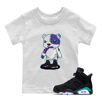 AJ6 Aqua shirt to match jordans Cyborg Bear sneaker release tees Air Jordan 6 Aqua SNRT Sneaker Tees Baby Toddler White 1 T-Shirt