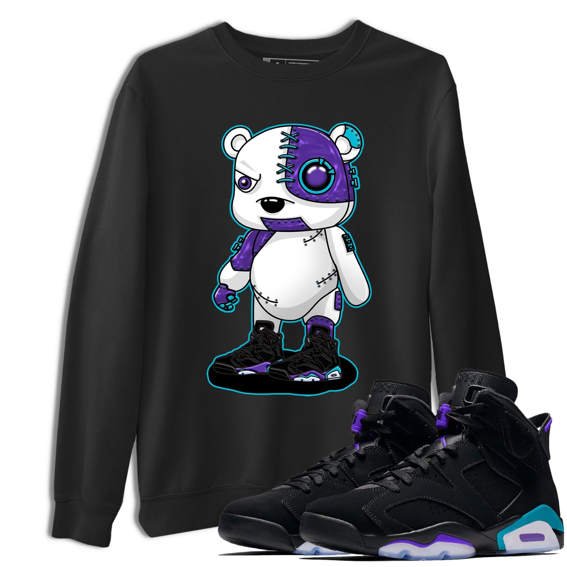 AJ6 Aqua shirt to match jordans Cyborg Bear sneaker release tees Air Jordan 6 Aqua SNRT Sneaker Tees Unisex Streetwear Clothing Black 1 T-Shirt