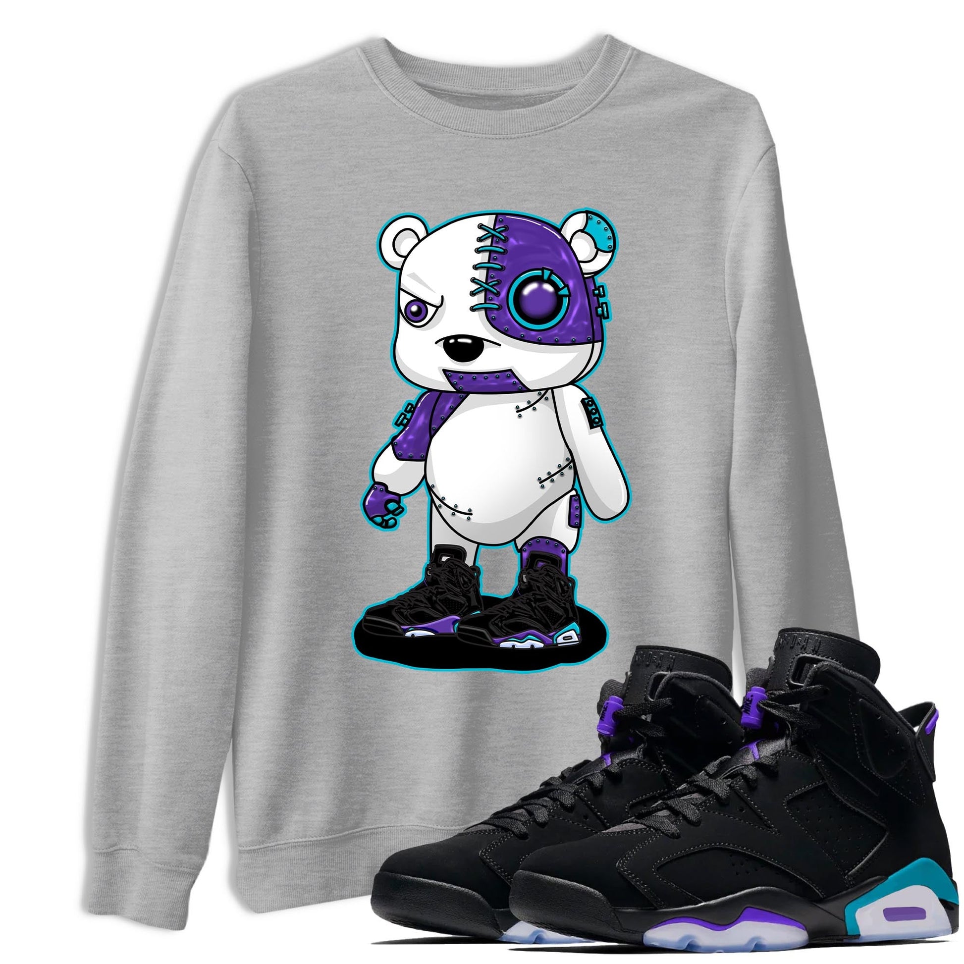 AJ6 Aqua shirt to match jordans Cyborg Bear sneaker release tees Air Jordan 6 Aqua SNRT Sneaker Tees Unisex Streetwear Clothing Heather Grey 1 T-Shirt