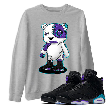 AJ6 Aqua shirt to match jordans Cyborg Bear sneaker release tees Air Jordan 6 Aqua SNRT Sneaker Tees Unisex Streetwear Clothing Heather Grey 1 T-Shirt