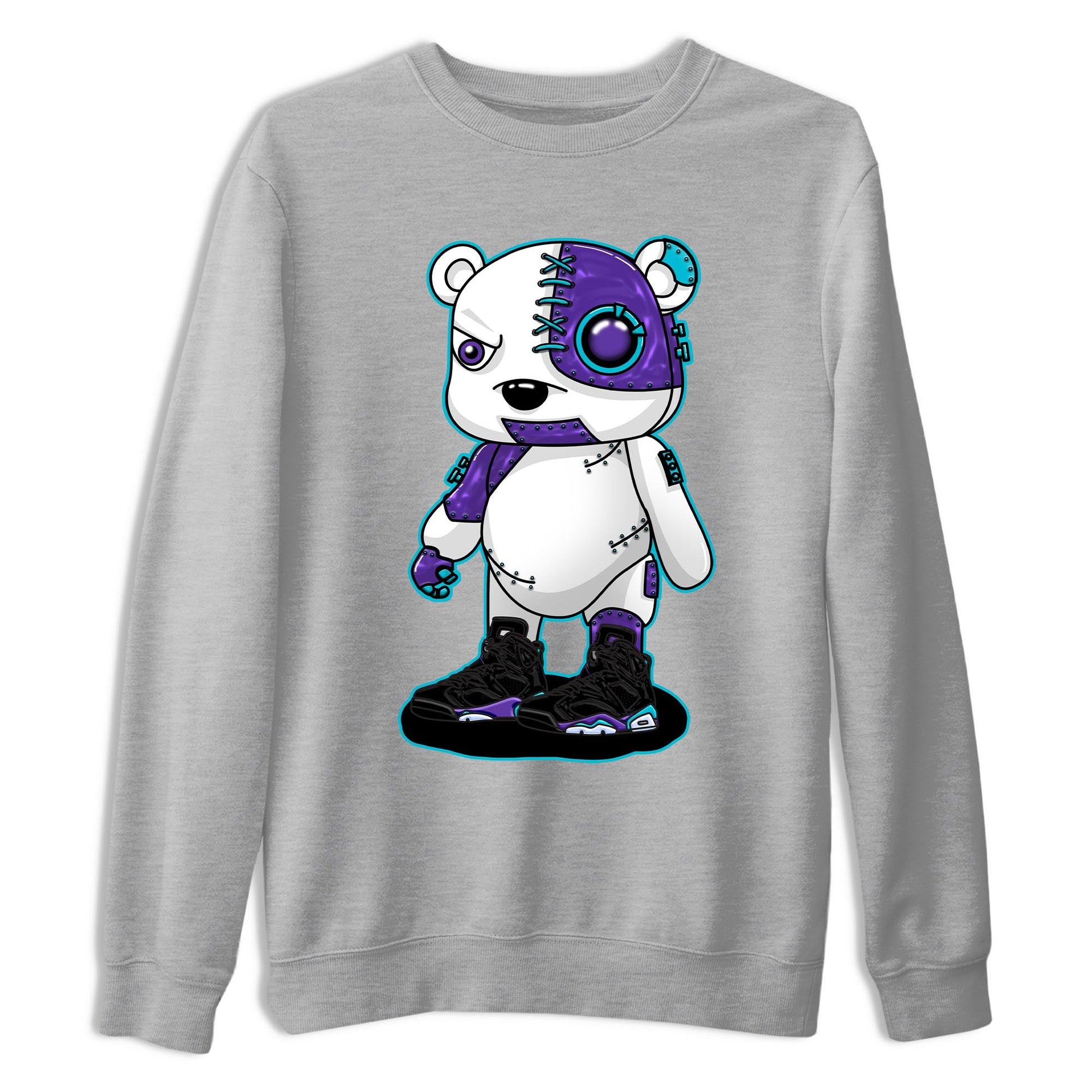 AJ6 Aqua shirt to match jordans Cyborg Bear sneaker release tees Air Jordan 6 Aqua SNRT Sneaker Tees Unisex Streetwear Clothing Heather Grey 2 T-Shirt