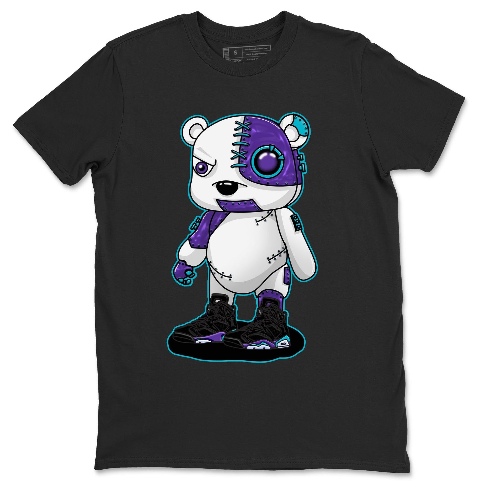 AJ6 Aqua shirt to match jordans Cyborg Bear sneaker release tees Air Jordan 6 Aqua SNRT Sneaker Tees Unisex Streetwear Clothing Black 2 T-Shirt