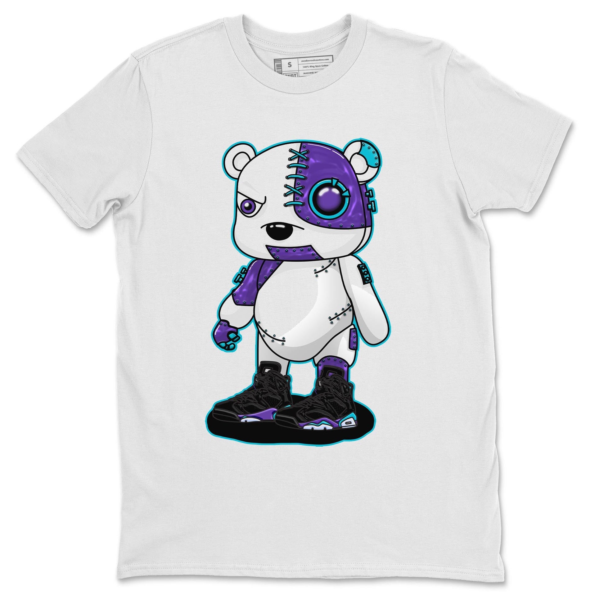AJ6 Aqua shirt to match jordans Cyborg Bear sneaker release tees Air Jordan 6 Aqua SNRT Sneaker Tees Unisex Streetwear Clothing White 2 T-Shirt