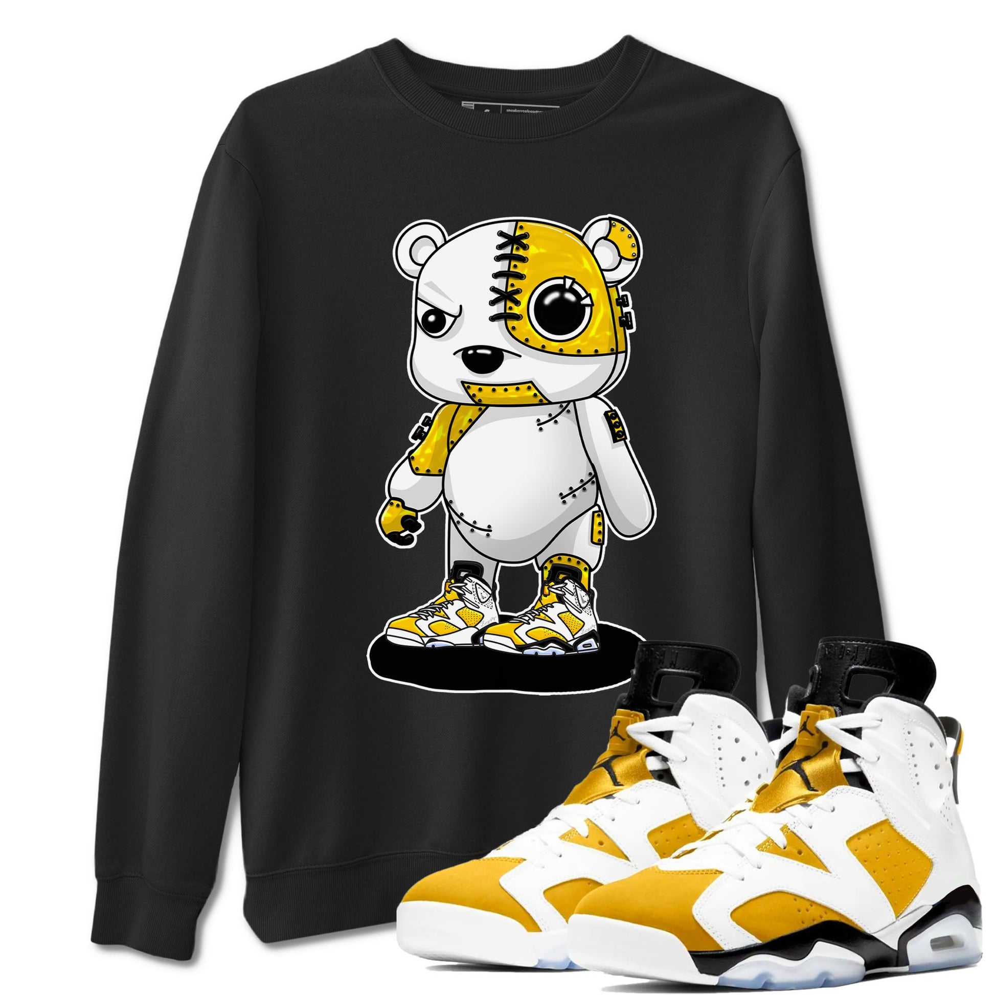 Cyborg Bear sneaker match tees to Yellow Ochre 6s street fashion brand for shirts to match Jordans SNRT Sneaker Tees Air Jordan 6 Yellow Ochre unisex t-shirt Black 1 unisex shirt