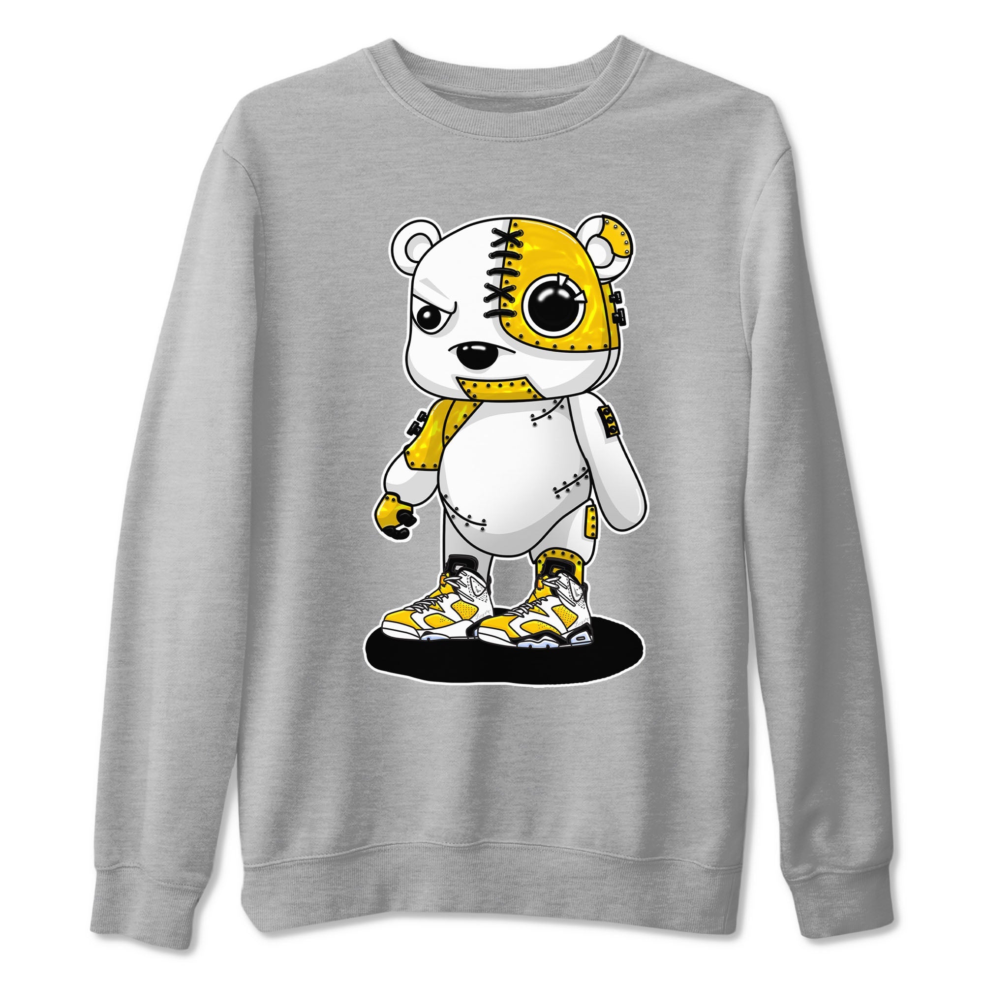Cyborg Bear sneaker match tees to Yellow Ochre 6s street fashion brand for shirts to match Jordans SNRT Sneaker Tees Air Jordan 6 Yellow Ochre unisex t-shirt Heather Grey 2 unisex shirt