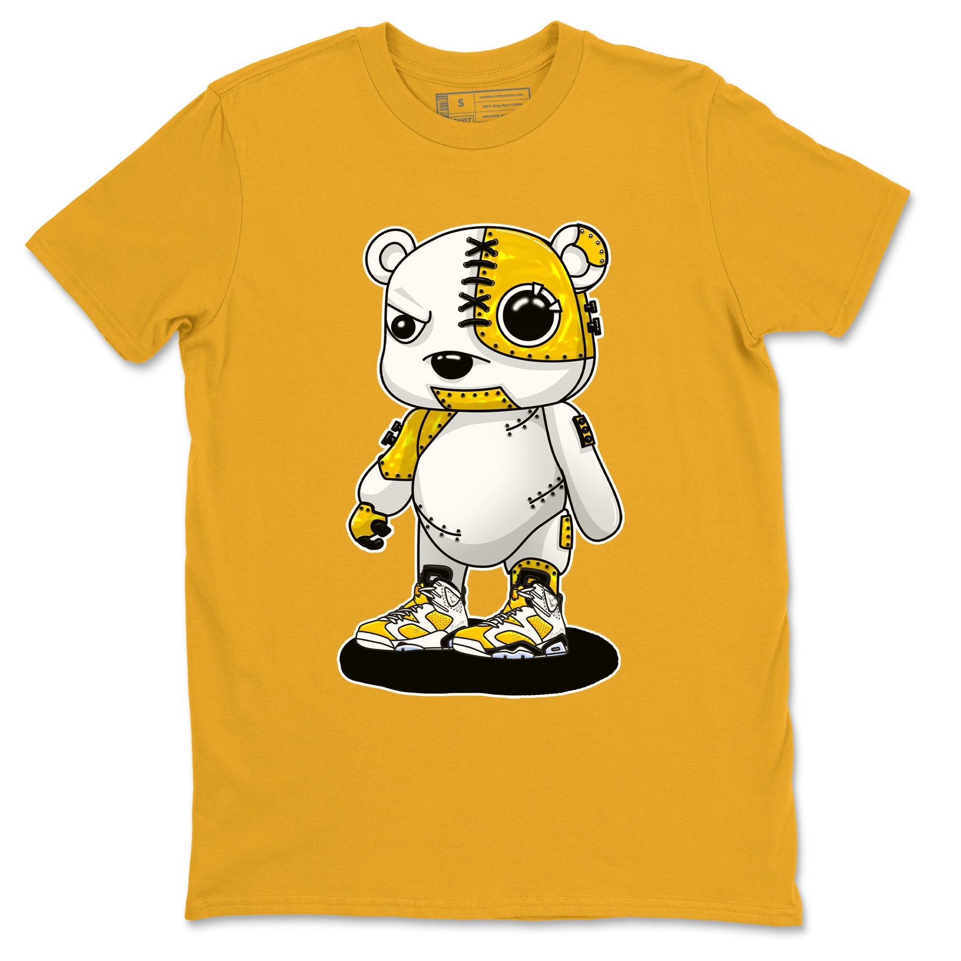 Cyborg Bear sneaker match tees to Yellow Ochre 6s street fashion brand for shirts to match Jordans SNRT Sneaker Tees Air Jordan 6 Yellow Ochre unisex t-shirt Gold 2 unisex shirt