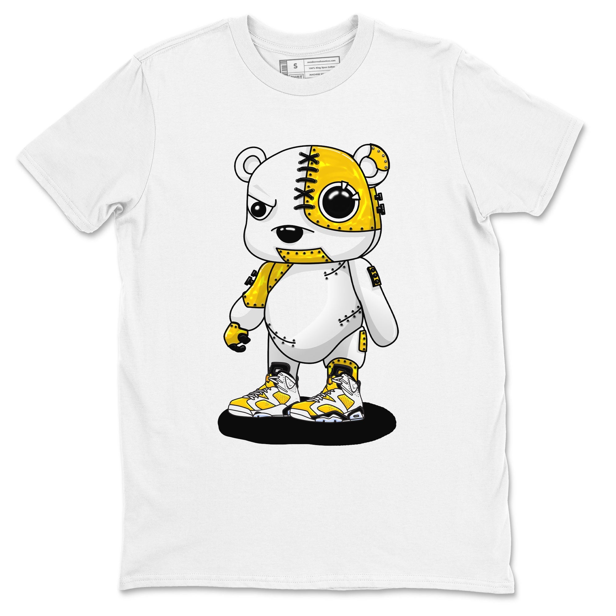 Cyborg Bear sneaker match tees to Yellow Ochre 6s street fashion brand for shirts to match Jordans SNRT Sneaker Tees Air Jordan 6 Yellow Ochre unisex t-shirt White 2 unisex shirt