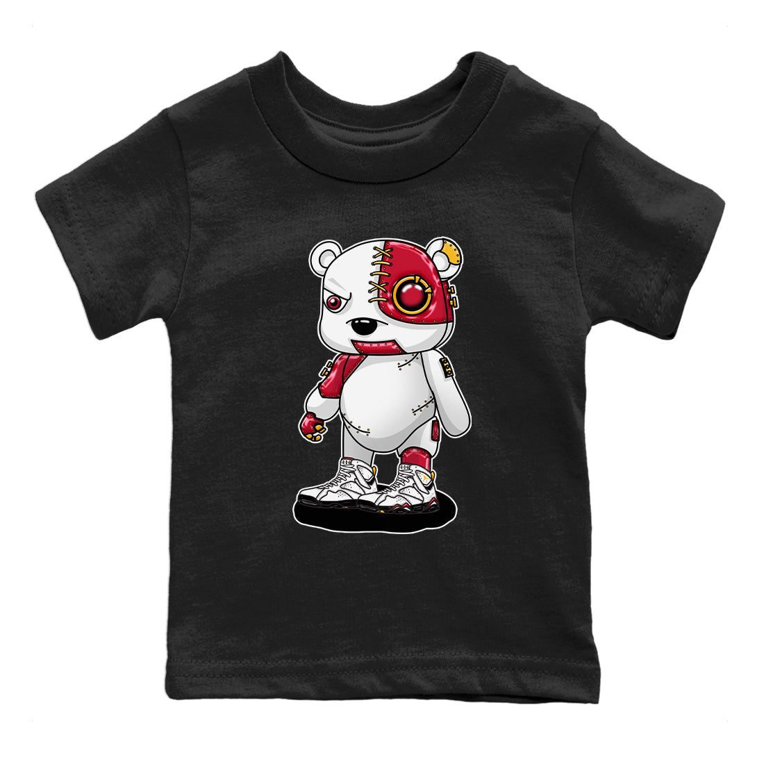 Jordan 7 Cardinal Sneaker Match Tees Cyborg Bear Sneaker Tees Jordan 7 Cardinal Sneaker Release Tees Kids Shirts